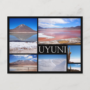Uyuni mehrfache Bildcollage schwarzer Text Postkar Postkarte