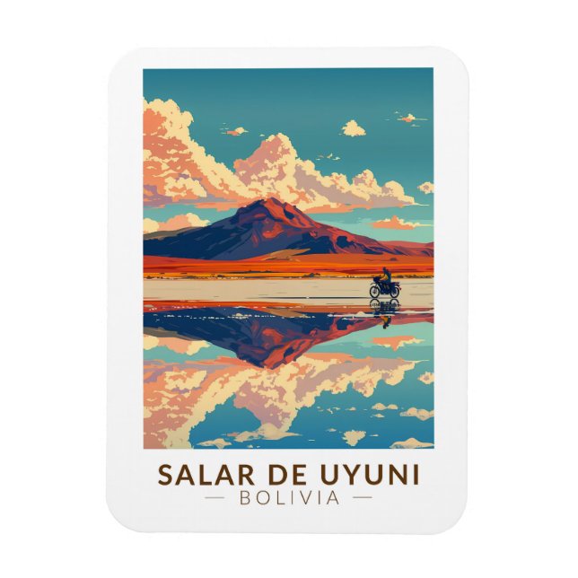 Uyuni Salt Flat Bolivien Motorrad fahren Magnet (Vertikal)
