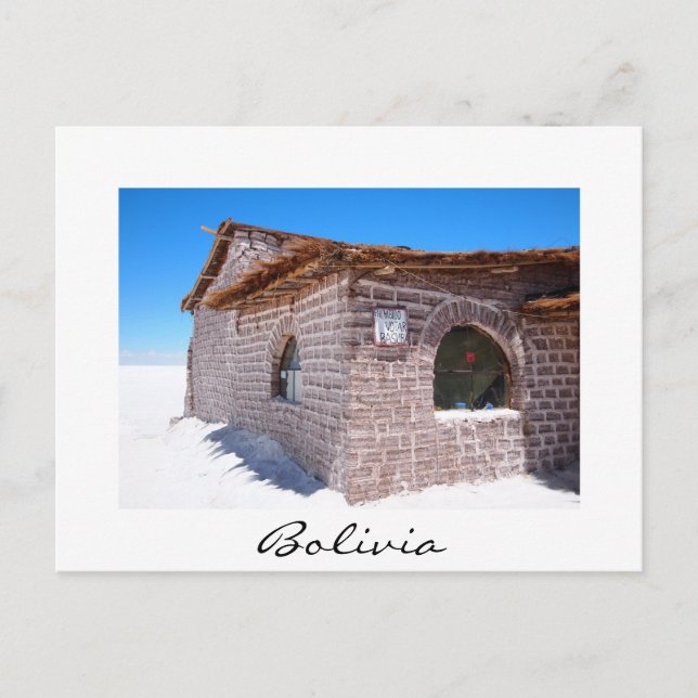 Uyuni Salzhotel Bolivien weiße Postkarte (Vorderseite)