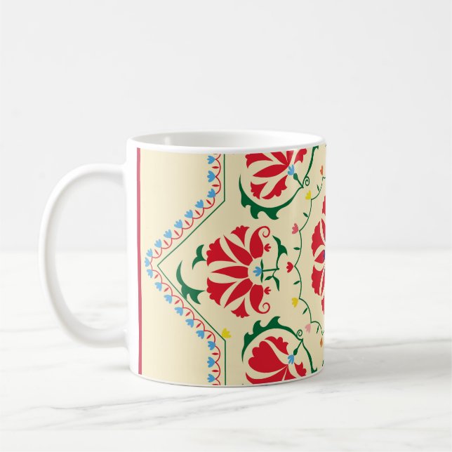 Uzbek ethnic vintage urnament suzanisuzani, fabric kaffeetasse (Links)