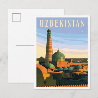 Uzbekistan Vintage Travel  Postkarte