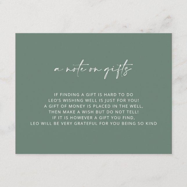 V4 Einfache grüne Taufe wünschenswert Begleitkarte (Vorderseite)