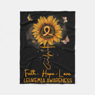 V5az Sonnenblume Orange Ribbon Christliche Leukämi Fleecedecke