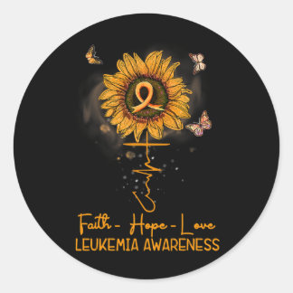 V5az Sonnenblume Orange Ribbon Christliche Leukämi Runder Aufkleber