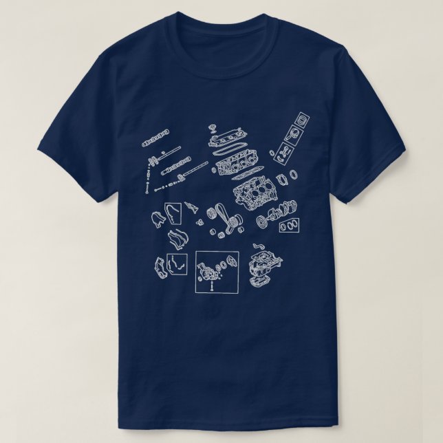 V6 Motor Blueprint T-Shirt (Design vorne)