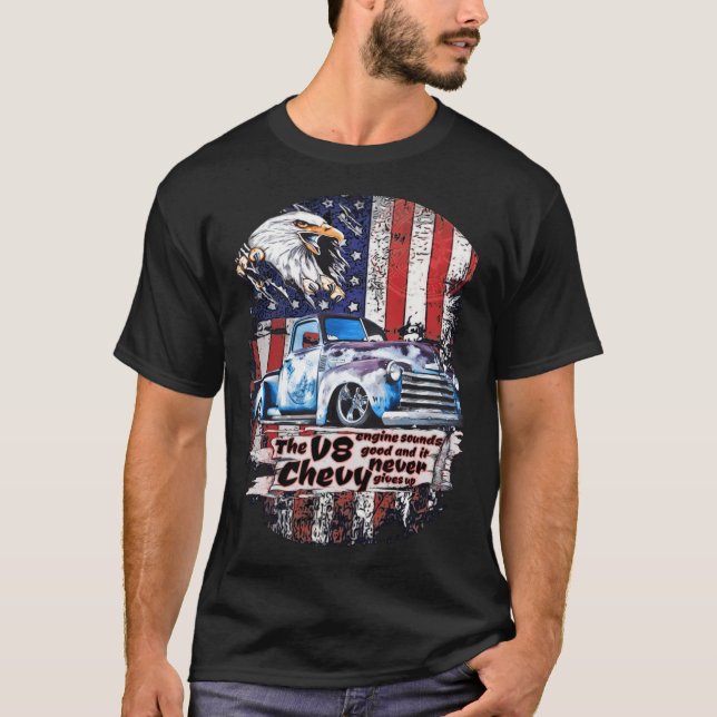 V8 Chevy Pick Truck USA Adler nie illustrat geben T-Shirt (Vorderseite)