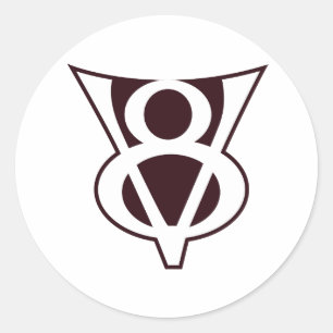 V8 Symbol Runder Aufkleber
