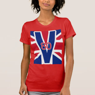 V 80 mit Union Jack Background VE Day UK T-Shirt