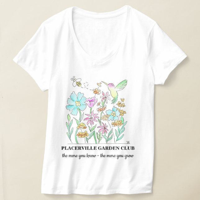 V-Ausschnitt T-Shirt mit Gartendesign (Ablage )