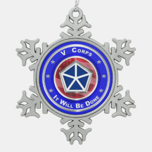 V Corps Christmas Keepake Schneeflocken Zinn-Ornament