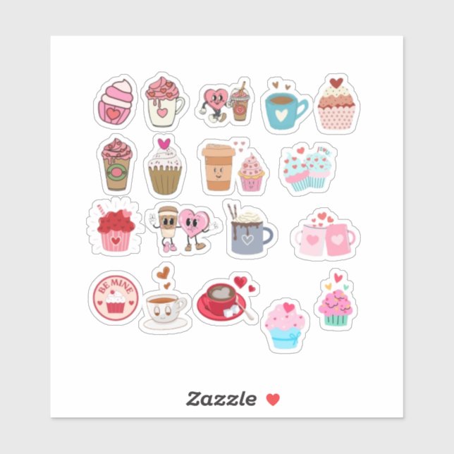 V-Day coffee and sweets planner sticker (Blatt)