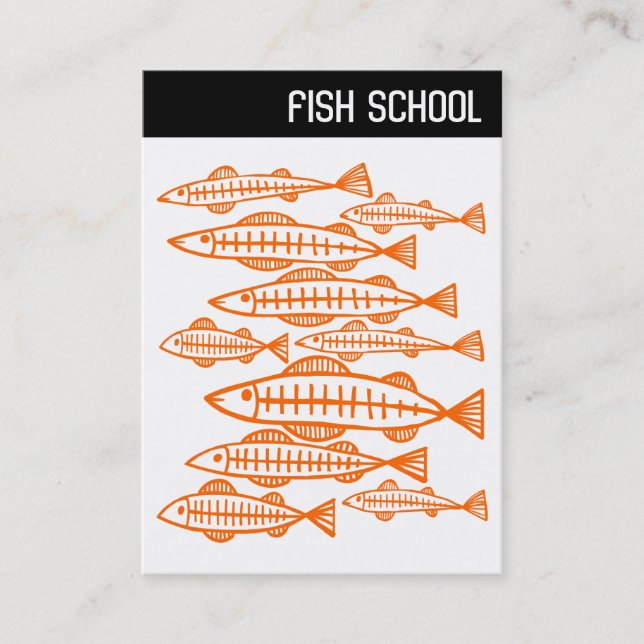 V - FISCHSCHULE - Orange Visitenkarte (Vorderseite)