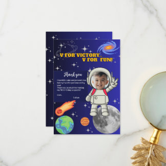 V Für Sieg V Für Spaß Astronaut Jungen Geburtstag Dankeskarte