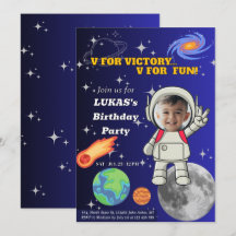  V für Sieg V für Spaß Astronaut Jungen Geburtstag