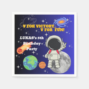 V für Sieg V für Spaß Astronaut Jungen Geburtstag Serviette