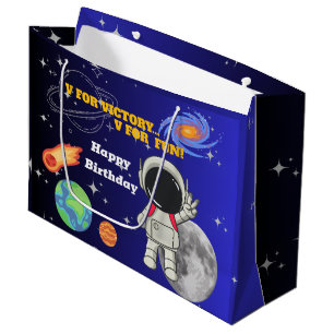 V für Sieg V für Spaß Astronauten-Junge Geburtsta Große Geschenktüte