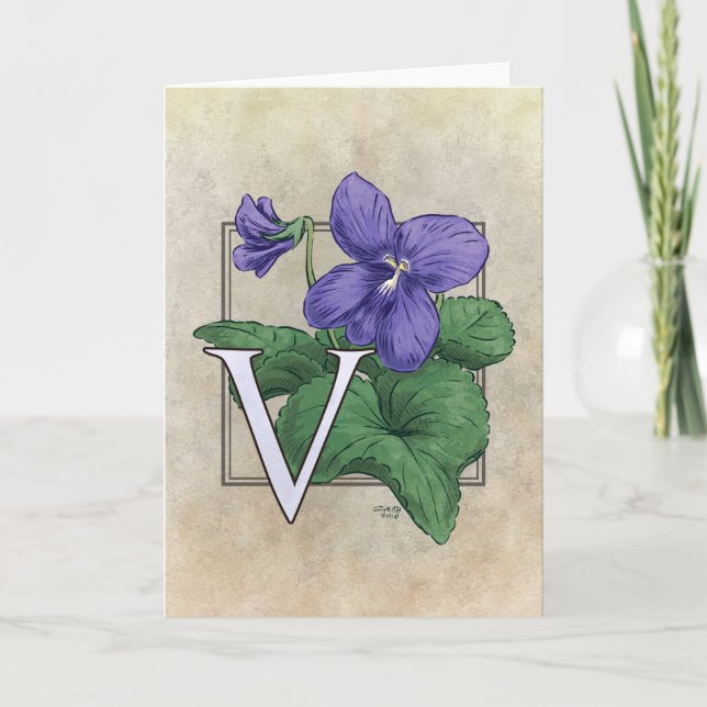 V für Veilchen-Blumen-Monogramm (Vorderseite)