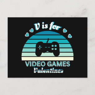 V für Video Games Not Valentines - Funny Retro Col Feiertagspostkarte