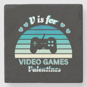 V für Video Games Not Valentines - Funny Retro Col Steinuntersetzer