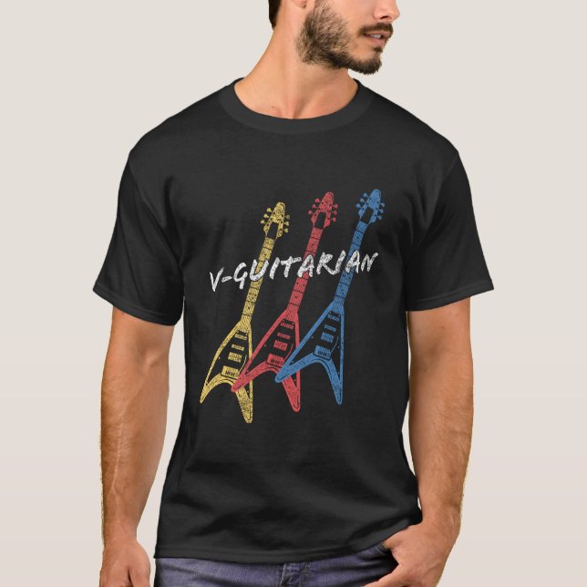 V-Gitarre gestapelt Flying V Gitarre Gitarrist T-Shirt (Vorderseite)