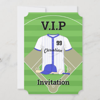 V.I.P Baseball Birthday Blau Einladung