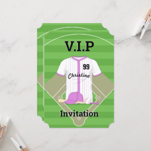 V.I.P Baseball Geburtstagsrosa Einladung