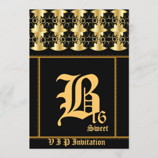 V I P Monogramm Filigree 16 . Geburtstag-Cust. Einladung