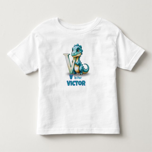 V is for Velociraptor –  Kleinkind T-shirt (Vorderseite)