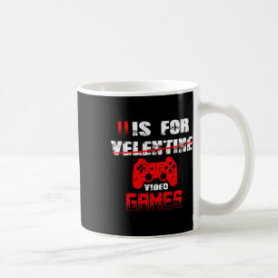 V is for video Games Boys Valentinstag Kids Son Kaffeetasse