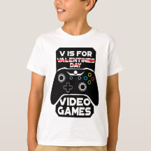 V is for video Games Funny Valentinstag Gamer T-