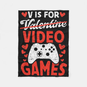 V is for Video Games Game Liebe Anti Valentine's D Fleecedecke