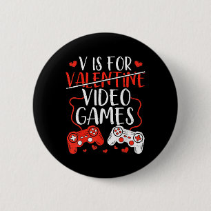 V is for Video Games Valentine Gamer Valentines Da Button
