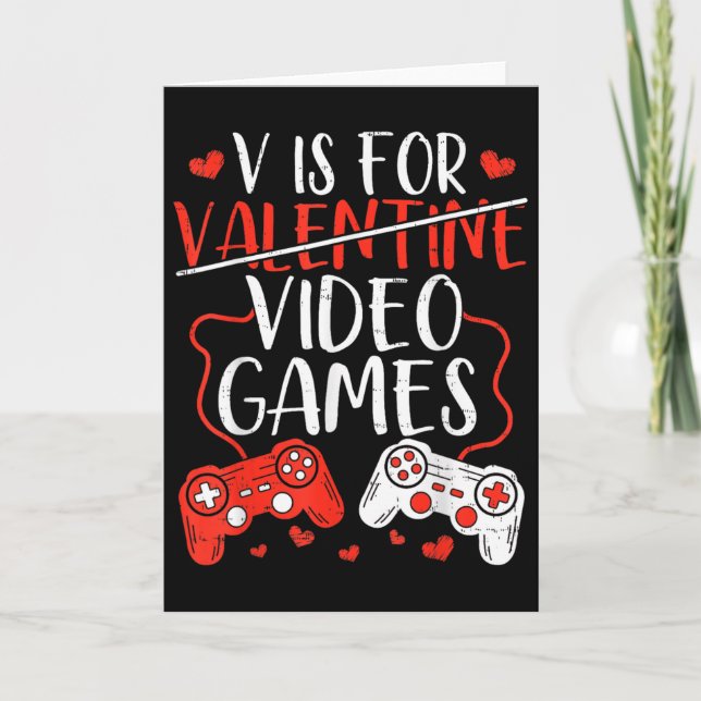 V Is For Video Games Valentine Gamer Valentines Da Karte (Vorderseite)