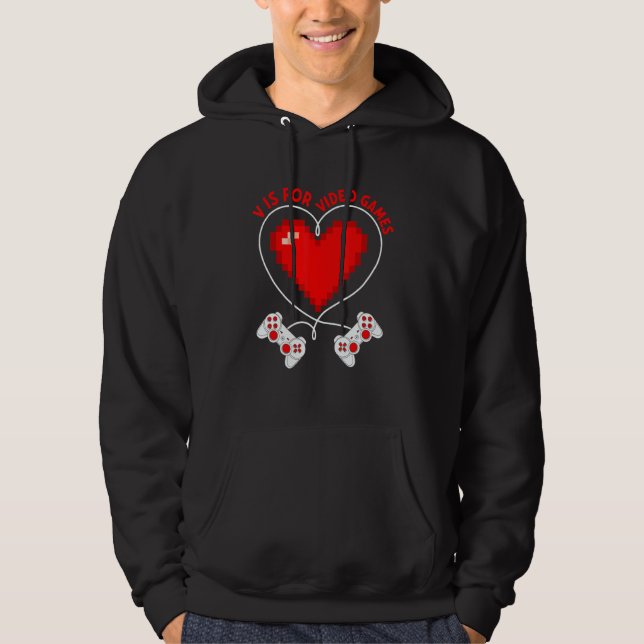 V Is For Video Games Valentines Day  Gamer Boys Ki Hoodie (Vorderseite)
