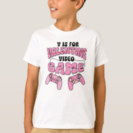 V is for Video Games Valentinstag Funny Gaming T-Shirt