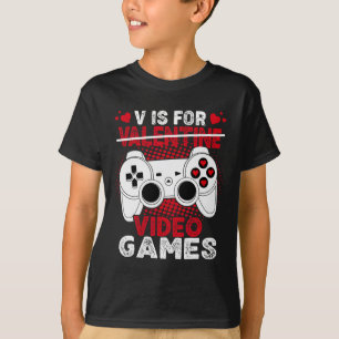 V is for video Games Valentinstag Gamer Boys Men T-Shirt
