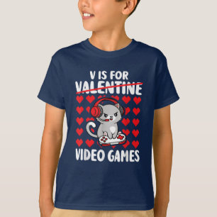 V is for Video Games Valentinstag Gamer Gaming T-Shirt
