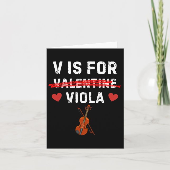 V is for Viola Funny Violist Music Valentine Karte (Vorderseite)