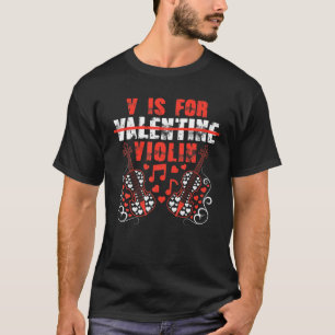 V is for Violin Vintag Calligraphy Violin Music V T-Shirt