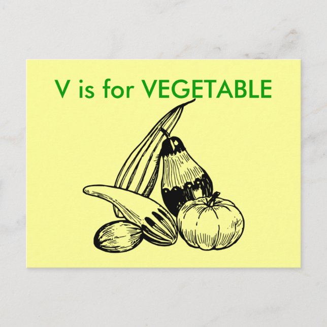 "V" ist für die pflanzliche Alphabet Flashcard Postkarte (Vorderseite)