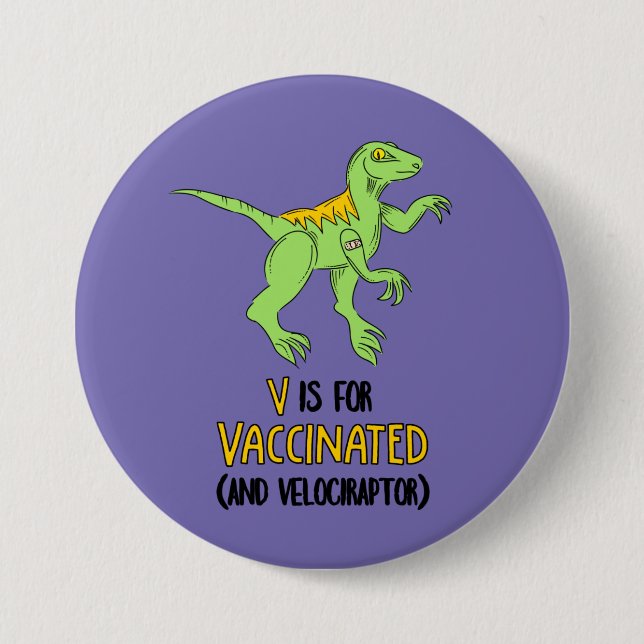 V ist für geimpfte und Velociraptor Button (Vorderseite)