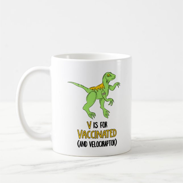 V ist für geimpfte und Velociraptor Kaffeetasse (Links)