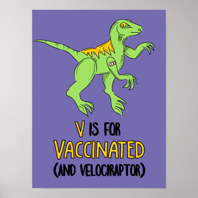 V ist für Impfstoff und Velociraptor vorgesehen. Poster (Vorne)