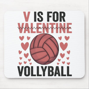 V ist für Valentine Funny Volleyball Sport Liebhab Mousepad