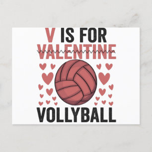 V ist für Valentine Funny Volleyball Sport Liebhab Postkarte