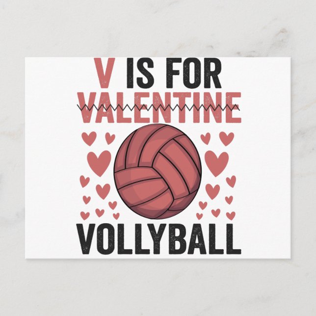 V ist für Valentine Funny Volleyball Sport Liebhab Postkarte (Vorderseite)