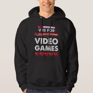 V ist für Video Game Valentine Gamer Herzen Hoodie