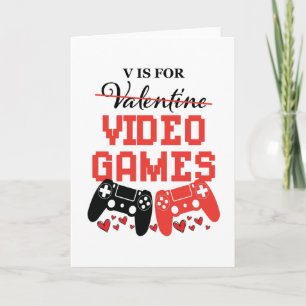 V ist für Videospiele Anti-Valentinstag Karte