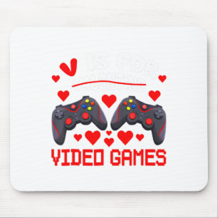 V ist für Videospiele Lustiger Valentinstag Gamer Mousepad