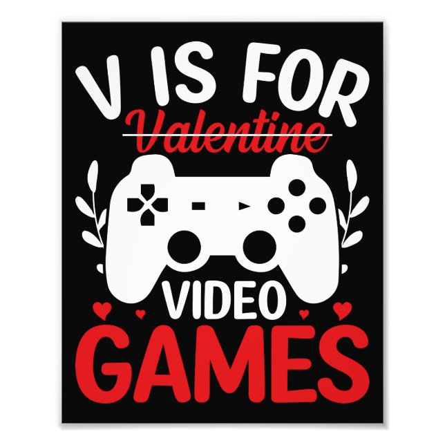 V ist für Videospiele mit Valentine Crossed Out Fotodruck (Vorne)